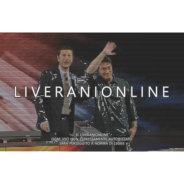 MILANO 31/5/2009 STUDI RAI DI CORSO SEMPIONE ULTIMA PUNTATA DELLA TRASMISSIONE TELEVISIVA: -CHE TEMPO CHE FA- NELLA FOTO FABIO FAZIO E CORRADO GUZZANTI FOTO ROMANO/AG ALDO LIVERANI