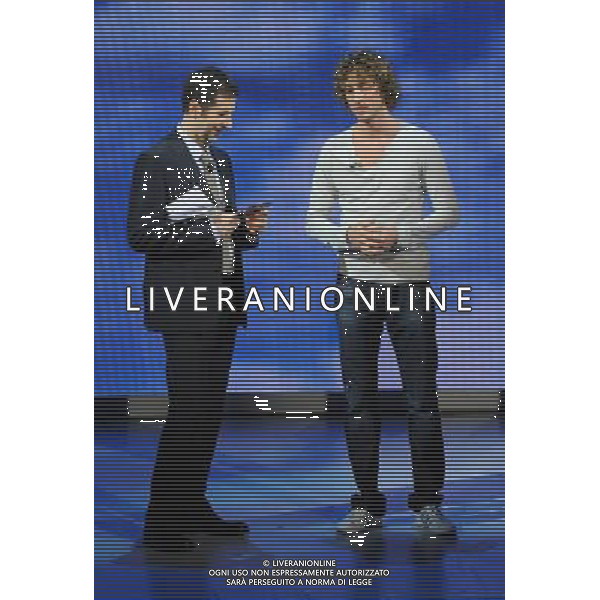 MILANO 31/5/2009 STUDI RAI DI CORSO SEMPIONE ULTIMA PUNTATA DELLA TRASMISSIONE TELEVISIVA: -CHE TEMPO CHE FA- NELLA FOTO FABIO FAZIO E GIOVANNI BAGLIONI FIGLIO DI CLAUDIO FOTO ROMANO/AG ALDO LIVERANI