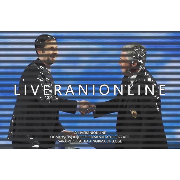 MILANO 31/5/2009 STUDI RAI DI CORSO SEMPIONE ULTIMA PUNTATA DELLA TRASMISSIONE TELEVISIVA: -CHE TEMPO CHE FA- NELLA FOTO FABIO FAZIO E CARLO ANCELOTTI FOTO ROMANO/AG ALDO LIVERANI