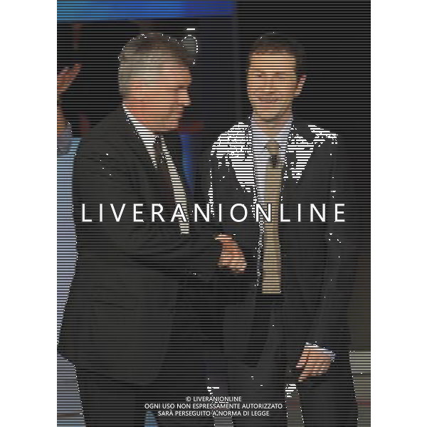 MILANO 31/5/2009 STUDI RAI DI CORSO SEMPIONE ULTIMA PUNTATA DELLA TRASMISSIONE TELEVISIVA: -CHE TEMPO CHE FA- NELLA FOTO FABIO FAZIO E CARLO ANCELOTTI FOTO ROMANO/AG ALDO LIVERANI