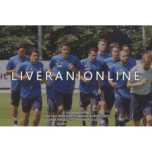 COVERCIANO, 3 GIUGNO 2009 RADUNO DELLA NAZIONALE ITALIANA DI CALCIO NELLA FOTO: AZZURRI DURANTE CORSA DI RISCALDAMENTO FOTO AG. A. LIVERANI SAS