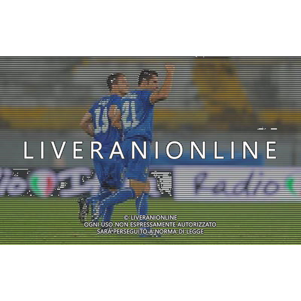 Preparazione alla Conferedation Cup Sud Africa 2009 Pisa - 06.06.2009 Italia-Irlanda del Nord Nella Foto: ESULTANZA DOPO IL GOL DI SERGIO PELLISSIER DEL 3-0 CON MATTEO BRIGHI /Ph.Vitez-Ag. Aldo Liverani