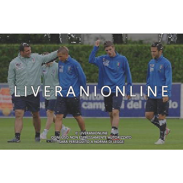 Preparazione alla Conferedation Cup Sud Africa 2009 Ritiro a Coverciano Coverciano(FI) - 07.06.2009 Allenamento Nella Foto:PERUZZI ANGELO -SANTON DAVIDE - GIUSEPPE ROSSI - ANGELO PALOMBO /Ph.Vitez-Ag. Aldo Liverani