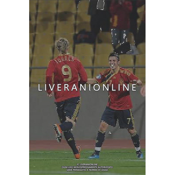 david villa esultanza dopo il gol del 0-2 ( Spain) JUNE 14, 2009 - Football : fifa confederation cup south africa 2009, Group Stage A, final match between New Zeland 0-5 Spain at Royal Bafokeng Stadium ,Rustenburg, South Africa. Nuova Zelanda - Spagna Fifa Confederation Cup SudAfrica 14/06/2009 ©Agenzia Aldo Liverani Sas 