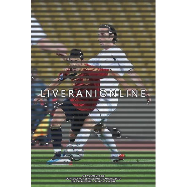 david villa (Spain )vicelich ivan(New Zeland) JUNE 14, 2009 - Football : fifa confederation cup south africa 2009, Group Stage A, final match between New Zeland 0-5 Spain at Royal Bafokeng Stadium ,Rustenburg, South Africa. Nuova Zelanda - Spagna Fifa Confederation Cup SudAfrica 14/06/2009 ©Agenzia Aldo Liverani Sas 