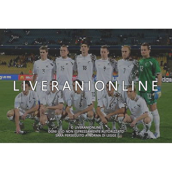Formazione della Nuova Zelanda: lochhed,brockie,boyens,smeltz,elliot,moss,brown,killen,vicelich,bertos,mulligan(new zeland ) JUNE 14, 2009 - Football : fifa confederation cup south africa 2009, Group Stage A, final match between New Zeland 0-5 Spain at Royal Bafokeng Stadium ,Rustenburg, South Africa. Nuova Zelanda - Spagna Fifa Confederation Cup SudAfrica 14/06/2009 ©Agenzia Aldo Liverani Sas 