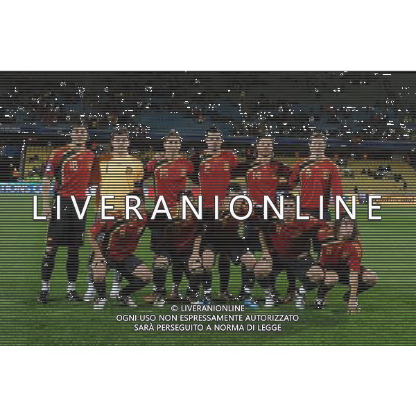 Formazione della Spagna: riera,casillas,sergio ramos,albiol,xavi alonso, torres,xavi,fabregas,villa,capdevila,puyol ( Spain) JUNE 14, 2009 - Football : fifa confederation cup south africa 2009, Group Stage A, final match between New Zeland 0-5 Spain at Royal Bafokeng Stadium ,Rustenburg, South Africa. Nuova Zelanda - Spagna Fifa Confederation Cup SudAfrica 14/06/2009 ©Agenzia Aldo Liverani Sas 