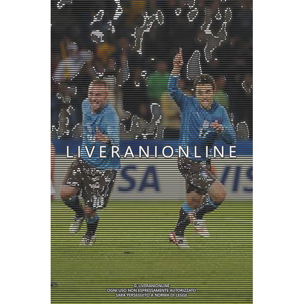 15/06/2009 SUDAFRICA CONFEDERATION CUP 2009 ITALIA-USA CALCIO SPORT NELLA FOTO: L\'ESULTANZA DI GIUSEPPE ROSSI DOPO IL GOL CON DANIELE DE R0SSI PH.AG.ALDO LIVERANI SAS 
