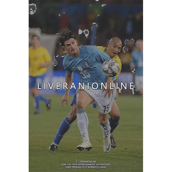 JUNE 21, 2009 - Football : fifa confederation cup south africa 2009 ,Group Stage B, final match between Italy 0-3 Brazil at Loftus Versfeld Stadium ,Pretoria, South Africa. NELLA FOTO iaquinta vincenzo (italy )gilberto silva(brazil), AG ALDO LIVERANI 