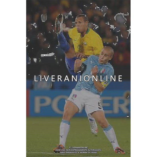 JUNE 21, 2009 - Football : fifa confederation cup south africa 2009 ,Group Stage B, final match between Italy 0-3 Brazil at Loftus Versfeld Stadium ,Pretoria, South Africa. NELLA FOTO cannavaro fabio (italy )luis fabiano(brazil) AG ALDO LIVERANI 