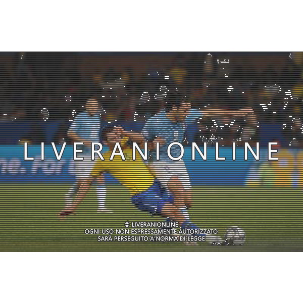 JUNE 21, 2009 - Football : fifa confederation cup south africa 2009 ,Group Stage B, final match between Italy 0-3 Brazil at Loftus Versfeld Stadium ,Pretoria, South Africa. NELLA FOTO toni luca (italy )lucio (brazil) AG ALDO LIVERANI 