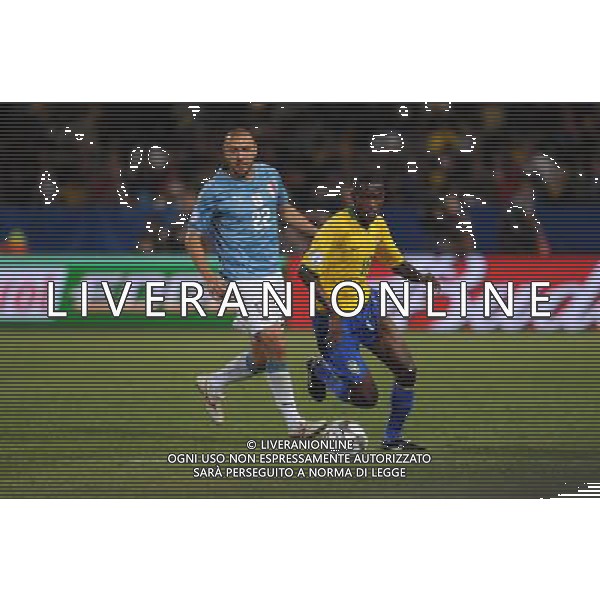 JUNE 21, 2009 - Football : fifa confederation cup south africa 2009 ,Group Stage B, final match between Italy 0-3 Brazil at Loftus Versfeld Stadium ,Pretoria, South Africa. NELLA FOTO ramires( brazil)dossena andrea(italy) AG ALDO LIVERANI 