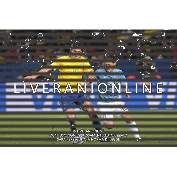 JUNE 21, 2009 - Football : fifa confederation cup south africa 2009 ,Group Stage B, final match between Italy 0-3 Brazil at Loftus Versfeld Stadium ,Pretoria, South Africa. NELLA FOTO kaka ricardo( brazil)camoranesi mauro german(italy) AG ALDO LIVERANI 
