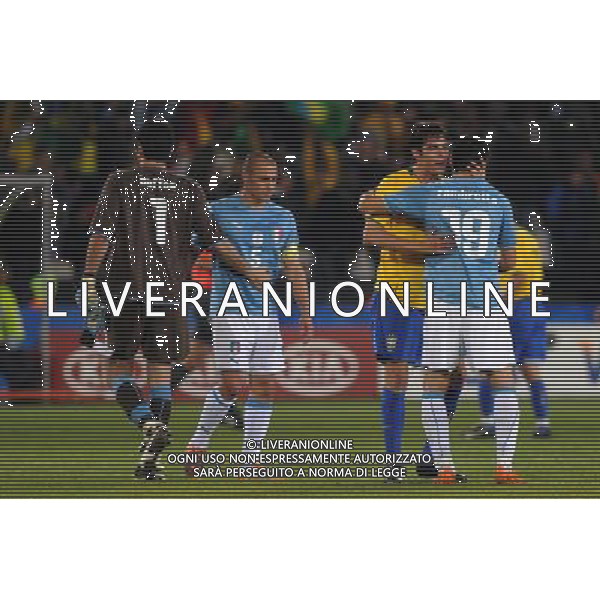 JUNE 21, 2009 - Football : fifa confederation cup south africa 2009 ,Group Stage B, final match between Italy 0-3 Brazil at Loftus Versfeld Stadium ,Pretoria, South Africa. NELLA FOTO kaka ricardo( brazil)zambrotta gianluca gianluigi buffon cannavaro fabio(italy) AG ALDO LIVERANI 