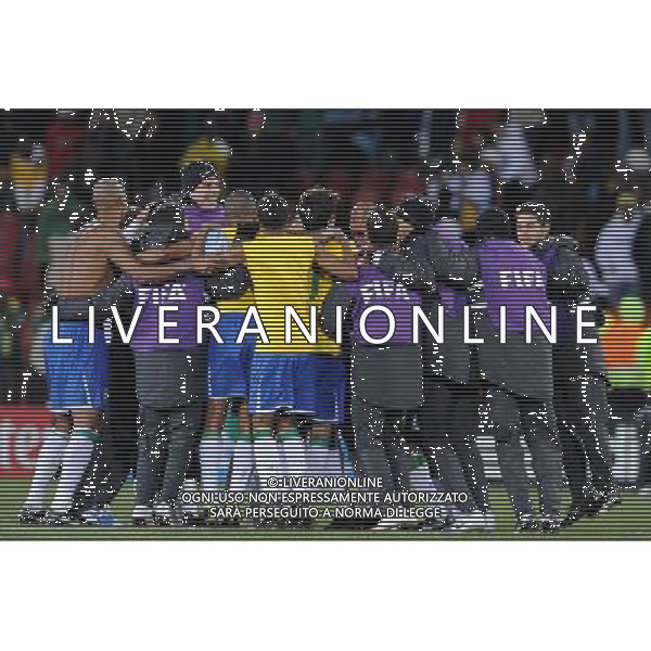 25/06/2009 CALCIO: fifa confederation cup south africa 2009 Ellis park Stadium ,Johannesburg, South Africa BRASILE SUD AFRICA nella foto l\'esultanza del brasile a fine gara ph.ag.aldo liverani sas