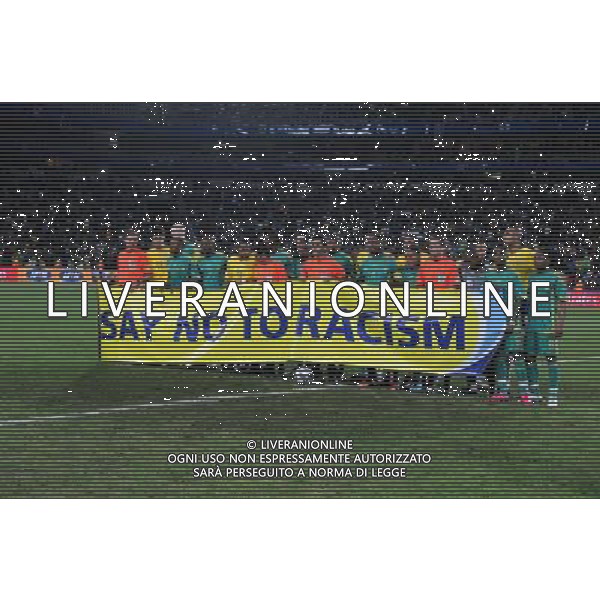 25/06/2009 CALCIO: fifa confederation cup south africa 2009 Ellis park Stadium ,Johannesburg, South Africa BRASILE SUD AFRICA nella foto striscione contro il razzismo ph.ag.aldo liverani sas