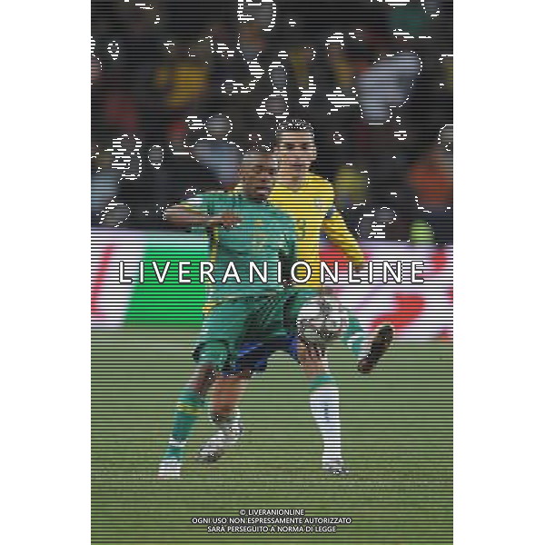 25/06/2009 CALCIO: fifa confederation cup south africa 2009 Ellis park Stadium ,Johannesburg, South Africa BRASILE SUD AFRICA nella foto Lucio e parker bernard ph.ag.aldo liverani sas