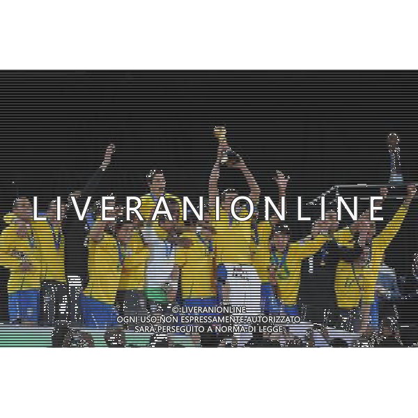 28/GIUGNO/2009 CALCIO SPORT Ellis park Stadium ,Johannesburg, SUD AFRICA fifa confederation cup south africa 2009 FINALE: USA BRASILE nella foto l\'esultanza del brasile a fine gara ph:AG.ALDO LIVERANI SAS 