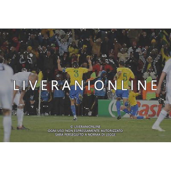 28/GIUGNO/2009 CALCIO SPORT Ellis park Stadium ,Johannesburg, SUD AFRICA fifa confederation cup south africa 2009 FINALE: USA BRASILE nella foto l\'esultanza di lucio dopo il gol ph:AG.ALDO LIVERANI SAS 