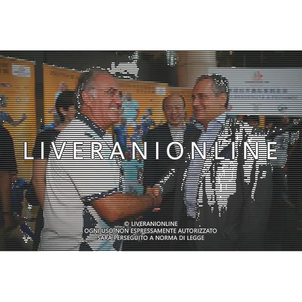 Arrivo dei giocatori della squadra della lazio all\'aeroporto di Pechino per la Supercoppa Italiana Claudio Lotito - Lazio team arrive for the upcoming Italian Super Cup in Beijing, China, Sunday, Aug. 2, 2009. Scudetto holders Inter and Coppa Italia winners Lazio will compete in the Italian Super Cup in Beijing on August 8.(Photo By Zheng Ze/ColorChinaPhoto) /Agenzia Aldo Liverani Sas - ITALY ONLY -