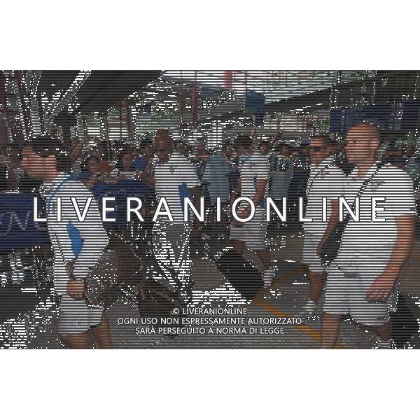 Arrivo dei giocatori della squadra della lazio all\'aeroporto di Pechino per la Supercoppa Italiana Lazio players arrive in Beijing, China, Sunday, Aug. 2, 2009. Scudetto holders Inter and Coppa Italia winners Lazio will compete in the Italian Super Cup in Beijing on August 8.(Photo By Fa Zhi/ColorChinaPhoto) /Agenzia Aldo Liverani Sas - ITALY ONLY -