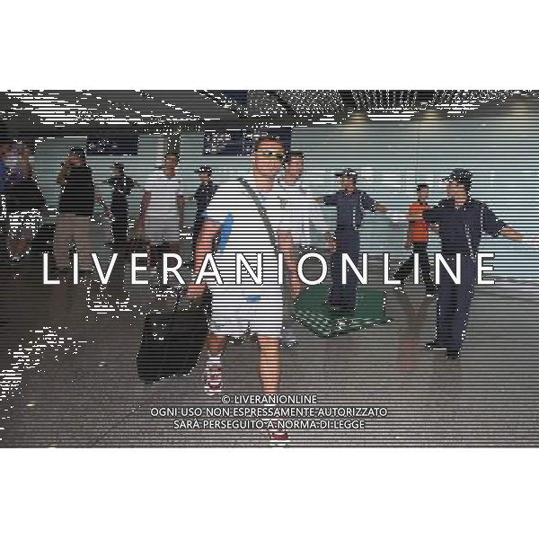 Arrivo dei giocatori della squadra della lazio all\'aeroporto di Pechino per la Supercoppa Italiana Christian Brocchi - Lazio players arrive in Beijing, China, Sunday, Aug. 2, 2009. Scudetto holders Inter and Coppa Italia winners Lazio will compete in the Italian Super Cup in Beijing on August 8.(Photo By Fa Zhi/ColorChinaPhoto) /Agenzia Aldo Liverani Sas - ITALY ONLY -