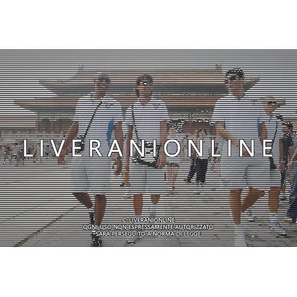 Lazio soccer players Julio Cruz (R), Simone Inzaghi (C) and Ousmane Dabo (L) visit the Forbidden City, also known as the Palace Museum, in Beijing, China on Monday, Aug. 3, 2009. Scudetto holders Inter and Coppa Italia winners Lazio will compete in the Italian Super Cup in Beijing on August 8.(Photo By Fa Zhi/ColorChinaPhoto) /Agenzia Aldo Liverani Sas - ITALY ONLY -