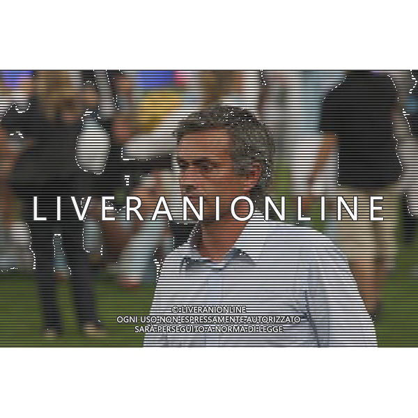 Inter\'s coach Jose Mourinho reacts after the Italian Super Cup against Lazio at the National Stadium, also known as Bird\'s Nest, in Beijing, China on Saturday, Aug. 8, 2009. Lazio won the match 2-1.(Photo By Qiu Feng/ColorChinaPhoto) Inter - lazio Supercoppa Italiana a Pechino 08/08/2009 /Agenzia Aldo Liverani Sas - ITALY ONLY -