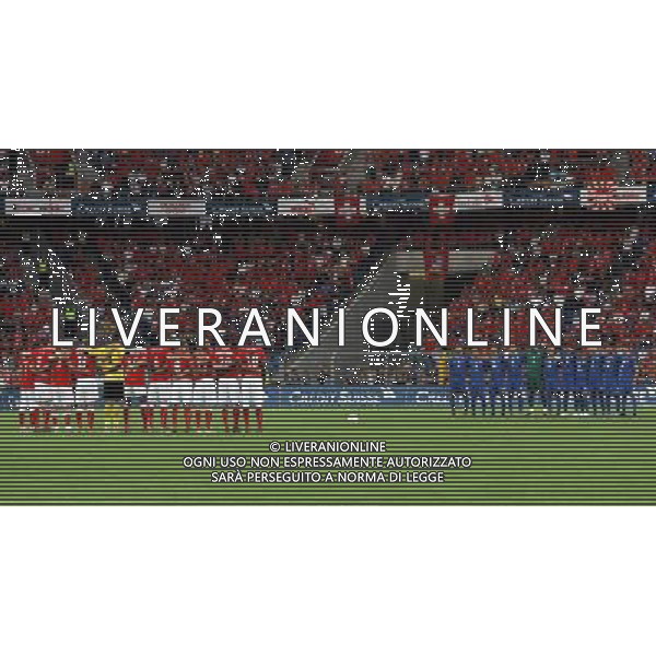 Svizzera - Italia partita amichevole della Nazionale Italiana a Basilea 12/08/2009 nella foto il minuto di silenzio per la morte del capitano dell\'espanyol Daniel Jarque ©Luzzani/Agenzia Aldo Liverani Sas