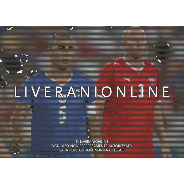 Svizzera - Italia partita amichevole della Nazionale Italiana a Basilea 12/08/2009 nella foto fabio cannavaro e ludovic magnin ©Luzzani/Agenzia Aldo Liverani Sas