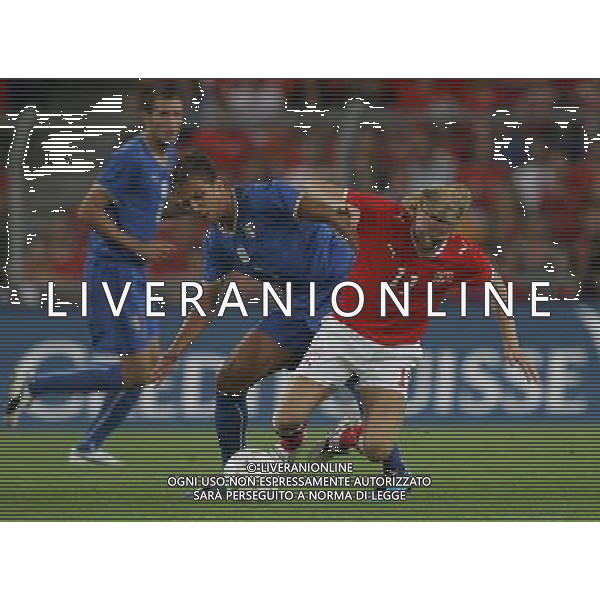 Svizzera - Italia partita amichevole della Nazionale Italiana a Basilea 12/08/2009 nella foto domenico criscito e marco padalino ©Luzzani/Agenzia Aldo Liverani Sas