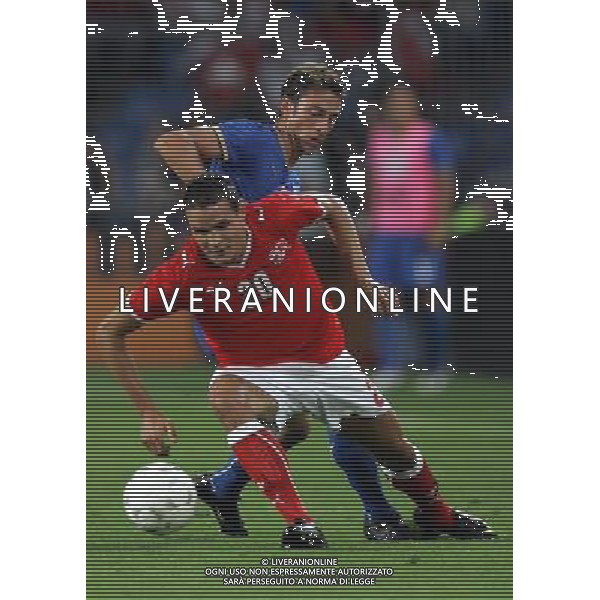 Svizzera - Italia partita amichevole della Nazionale Italiana a Basilea 12/08/2009 nella foto claudio marchisio e philipp degen ©Luzzani/Agenzia Aldo Liverani Sas