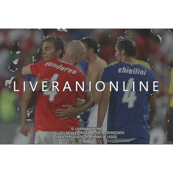 Basilea (CH) 12-08-2009 Amichevole Nazionale Italiana Calcio Svizzera-Italia 0:0 nella foto domenico criscito, giorgio chiellini e philippe senderos ph Marco Luzzani/ag. Aldo Liverani s.a.s.