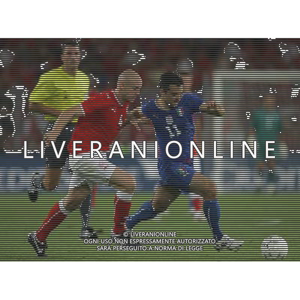 Basilea (CH) 12-08-2009 Amichevole Nazionale Italiana Calcio Svizzera-Italia 0:0 nella foto giuseppe rossi e philippe senderos ph Marco Luzzani/ag. Aldo Liverani s.a.s.