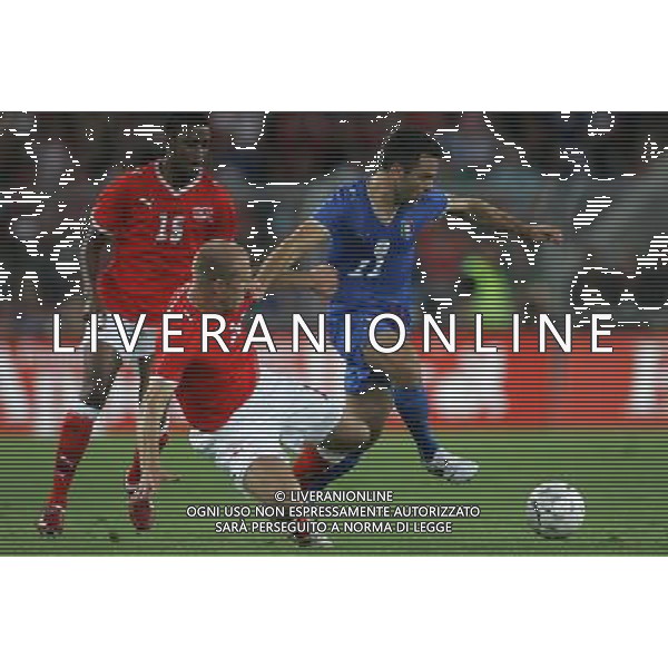 Basilea (CH) 12-08-2009 Amichevole Nazionale Italiana Calcio Svizzera-Italia 0:0 nella foto giuseppe rossi e stephane grichting ph Marco Luzzani/ag. Aldo Liverani s.a.s.