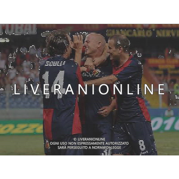 20-08-2009 Genova Genoa Odense Europa Leauge 2009/2010 Nella foto: esultanza del genoa dopo il gol di figueroa ag aldol iverani 