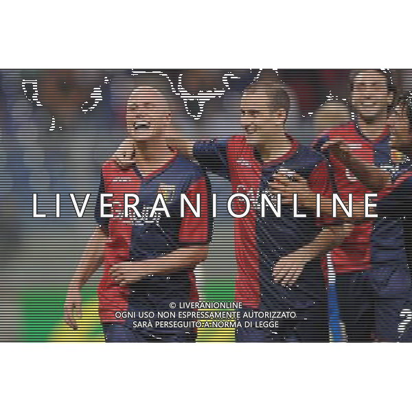 20-08-2009 Genova Genoa Odense Europa Leauge 2009/2010 Nella foto: Esultanza del Genoa dopo il gol di figueroa ag aldo liverani 