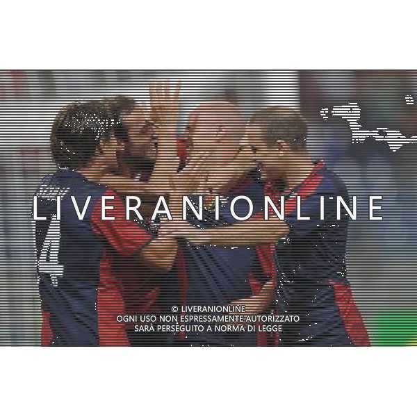 20-08-2009 Genova Genoa Odense Europa Leauge 2009/2010 Nella foto: Esultanza del Genoa dopo il gol di figueroa ag aldo liverani 