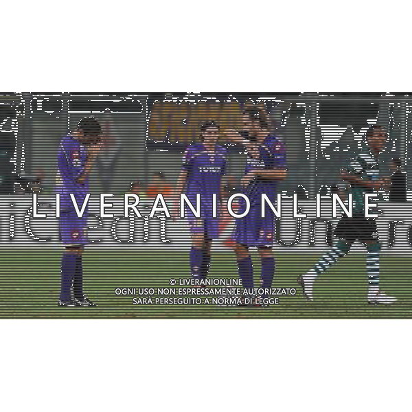 Champions League 2009/2010 Turno Preliminare Ritorno Firenze - 26.08.2009 Fiorentina-Sporting Lisbona Nella Foto: LA DELUSIONE DI ADRIAN MUTU E ALBERTO GILARDINO DOPO IL GOL DI MOUTINHO DEL 0-1 /Ph.Vitez-Ag. Aldo Liverani