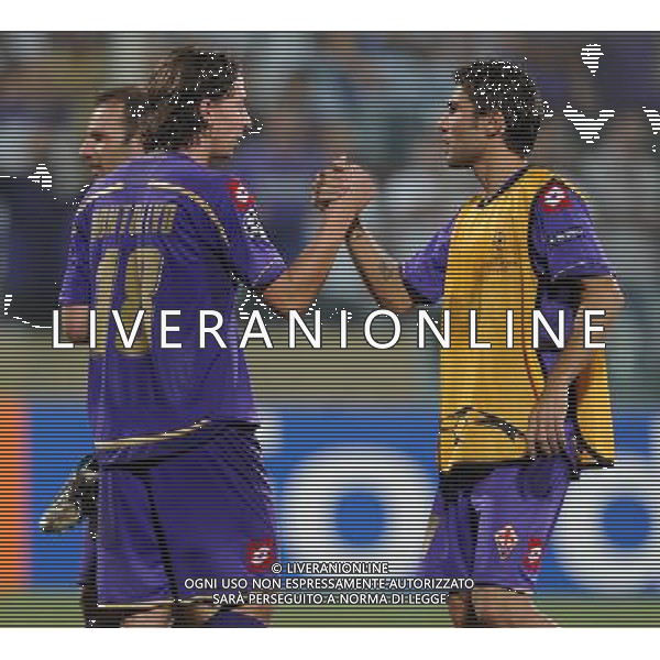 Champions League 2009/2010 Turno Preliminare Ritorno Firenze - 26.08.2009 Fiorentina-Sporting Lisbona Nella Foto:ESULTANZA E STRETTA DI MANO TRA RICCARDO MONTOLIVO E ADRIAN MUTU A FINE GARA /Ph.Vitez-Ag. Aldo Liverani