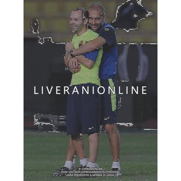 Supercoppa Europea 2009 Montecarlo - 27.08.2009 Allenamento Barcellona Nella Foto: JOSEPH GUARDIOLA-INIESTA ANDRES /Ph.Vitez-Ag. Aldo Liverani