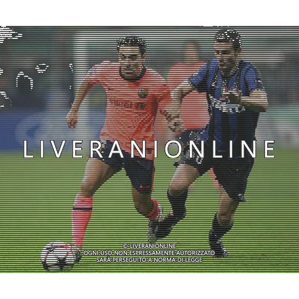 Inter - Barcellona Champions League 16/09/2009 nella foto xavi e thiago motta ©luzzani/Agenzia Aldo Liverani Sas