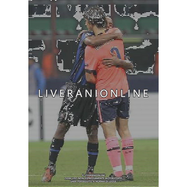 Inter - Barcellona Champions League 16/09/2009 nella foto zlatan ibrahimovic e maicon a fine gara ©luzzani/Agenzia Aldo Liverani Sas