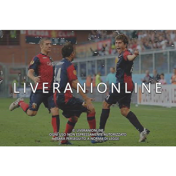 Genoa - Slavia Praga Uefa Europa Leauge 2009/2010 17-09-2009 Genova Nella foto: esultanza del genoa dopo il gol di zapater ©Alessandro Falzone/Agenzia Aldo Liverani Sas