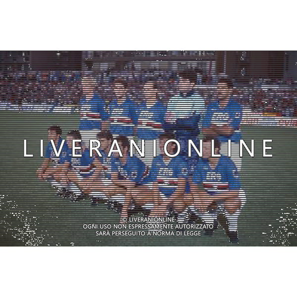 CALCIO SPORT SAMPDORIA ANNO 1990/1991 CAMPIONE D\'ITALIA FORMAZIONE TIPO PH.AG.ALDO LIVERANI SAS