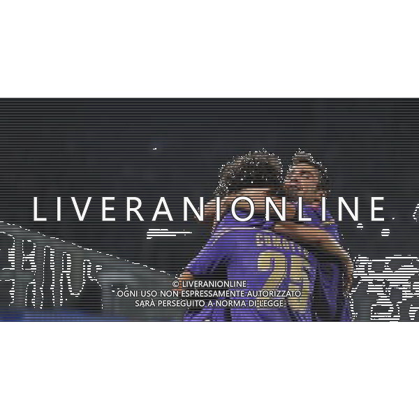Champions League 2009/2010 Gruppo E Firenze - 29.09.2009 ACF Fiorentina-FC Liverpool Nella Foto: ESULTANZA DOPO IL GOL DI JOVETIC DEL 1-0 CON ADRIAN MUTU /Ph.Vitez-Ag. Aldo Liverani