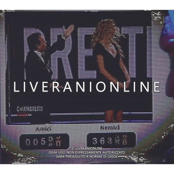TRASMISSIONE TV: \' CHIAMBRETTI NIGHT\' STUDI MEDIASET - COLOGNO MONZESE NELLA FOTO: PIERO CHIAMBRETTI - FIAMMETTA CICOGNA ( nello screenwall i nemici e amici di Fiammetta Cicogna su Facebook) © ANTONIO SORANO - AG. ALDO LIVERANI SAS