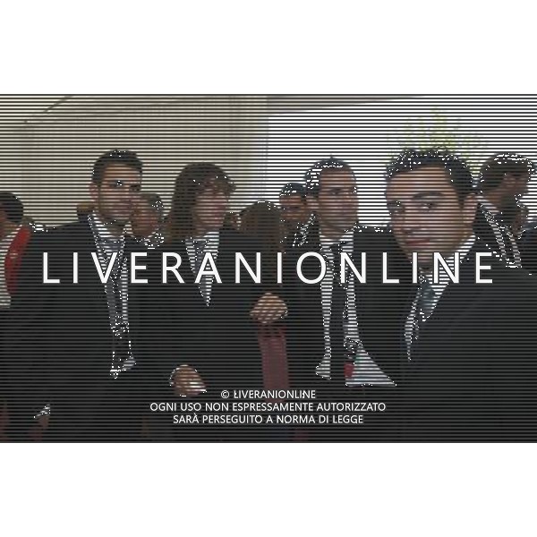 MADRID, Spain (06/10/09).- Meeting of all the Spanish players who have international participation with Spanish Soccer National Team along its history to mark the centenary of the Royal Spanish Soccer Federation. Pictured Cesc Fabregas, Carles Puyol and Xavi Hernandez. © Alex Cid-Fuentes / ALFAQUI - Ag. Aldo Liverani sas ITALY ONLY Centenario della federazione di calcio della Spagna.