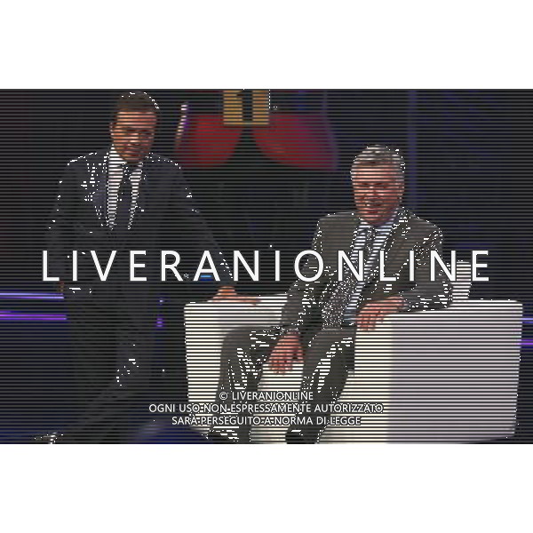 TRASMISSIONE TV: \' CHIAMBRETTI NIGHT\' NELLA FOTO: PIERO CHIAMBRETTI - CARLO ANCELOTTI STUDI MEDIASET - COLOGNO MONZESE © ANTONIO SORANO - AG. ALDO LIVERANI SAS