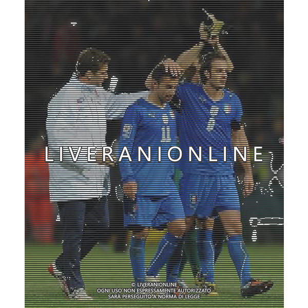 Qualificazioni ai Campionati Mondiali Sud Africa 2010 Gruppo 8 Parma - 14.10.2009 Italia-Cipro Nella Foto:QUAGLIARELLA E GILARDINO A FINE PARTITA /Ph.Vitez-Ag. Aldo Liverani